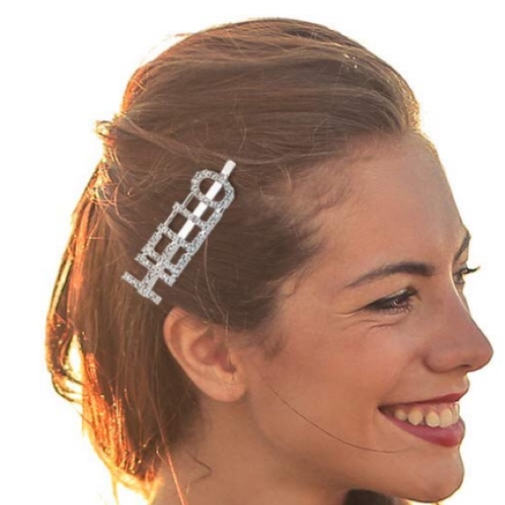 2 for $15- Rhinestone statement hairpin- HELLO